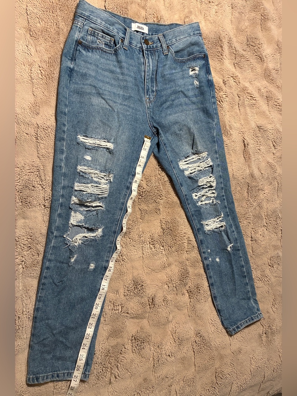 JBD Ripped Skinny Jeans in Medium Blue